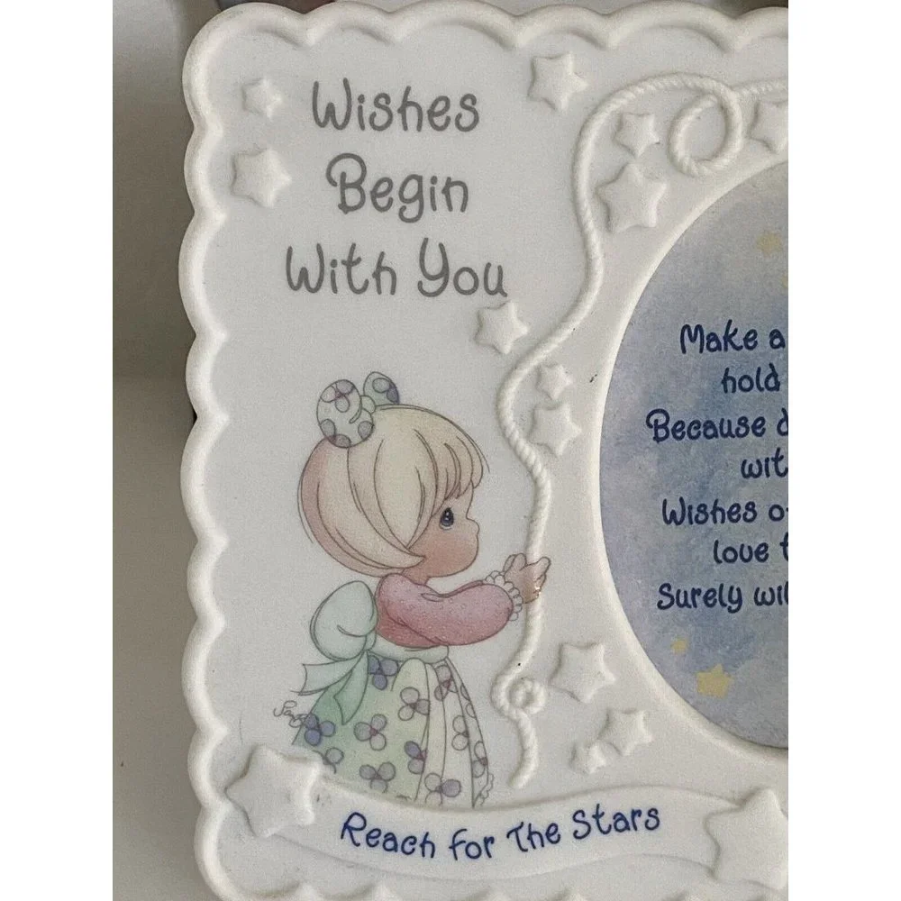 Enesco Precious Moments Picture Frame‎ 1998 Reach for the Stars Embossed White